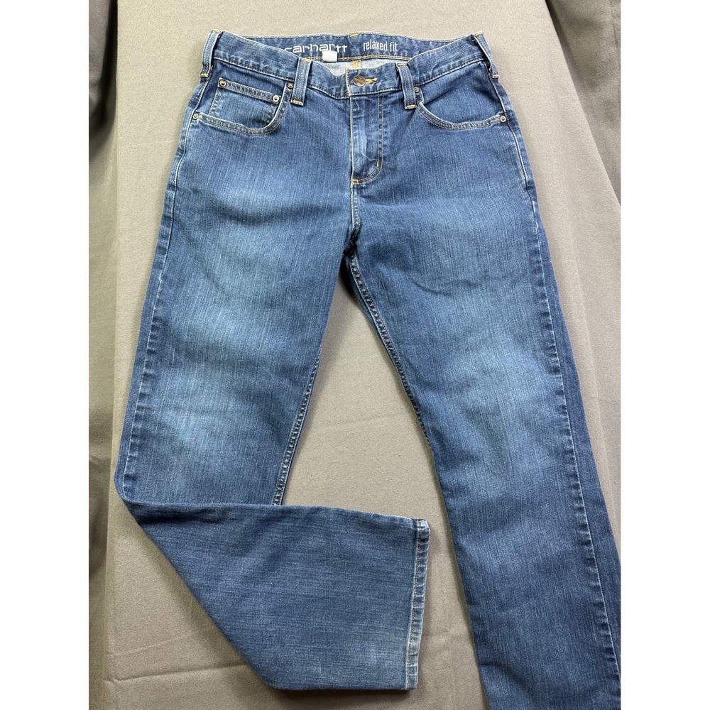 Carhartt Relaxed Fit Straight Leg Jeans Men's 31x30 Medium Wash Blue Denim - Picture 11 of 14